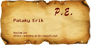 Pataky Erik névjegykártya